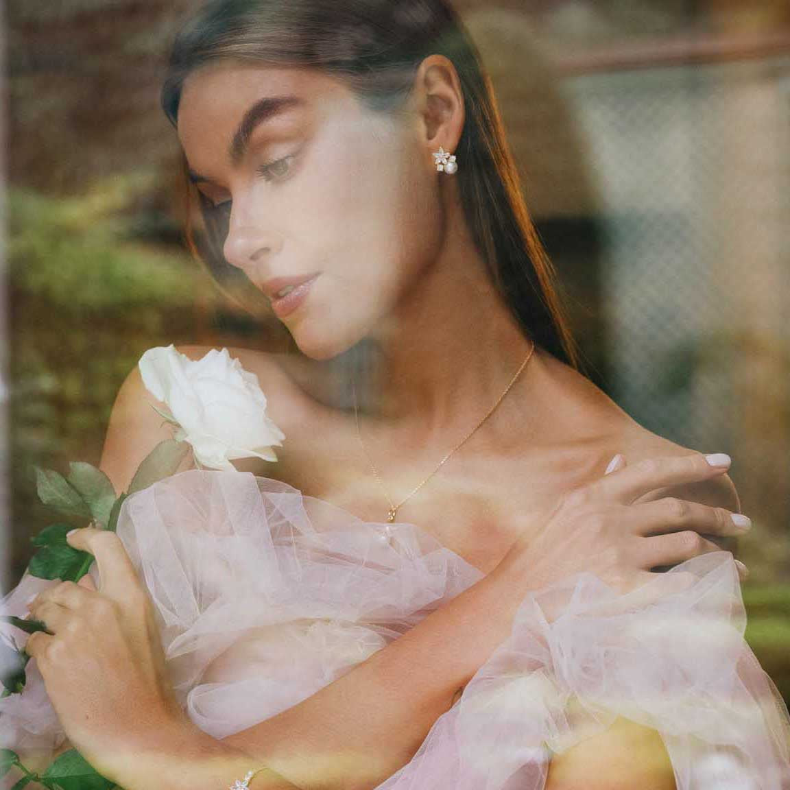 Ensemble Fleur Perla Or Rose