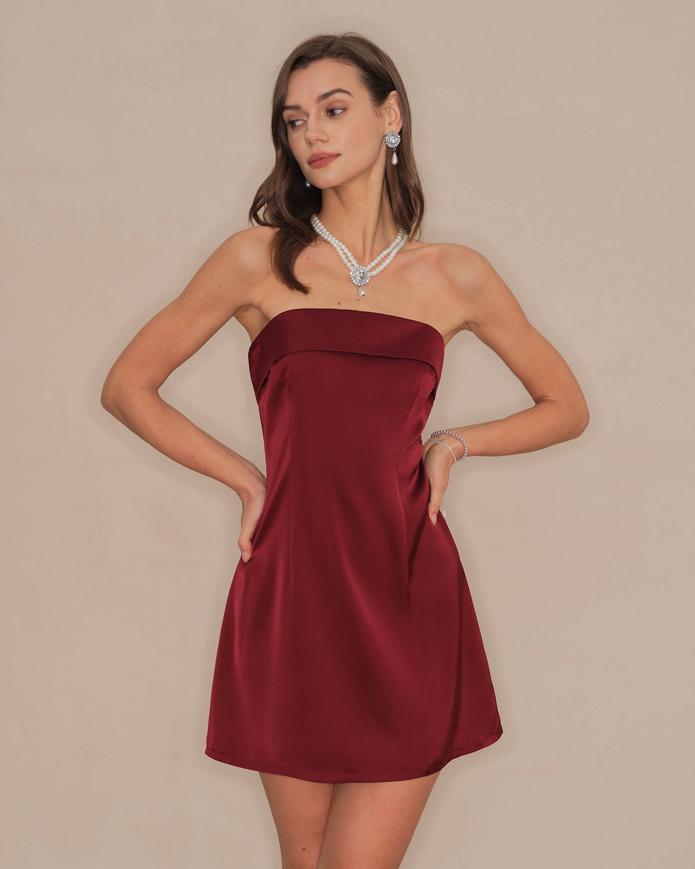 Red Strapless A-Line Mini Dress